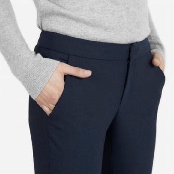 Everlane Slim Wool Trouser Pants Sz 12 Navy Blue Cropped Ankle - Picture 2 of 10